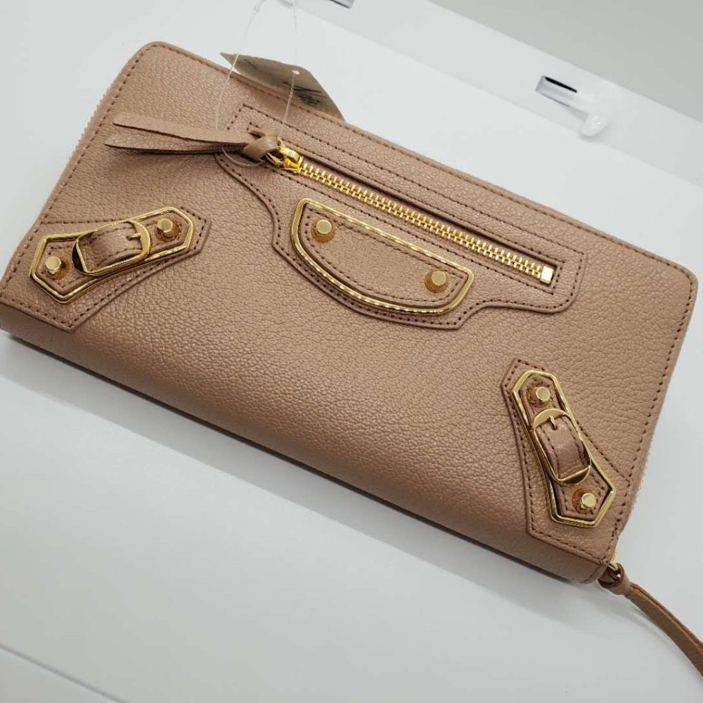 Metallic Pink Classic Edge Continental Zip Wallet